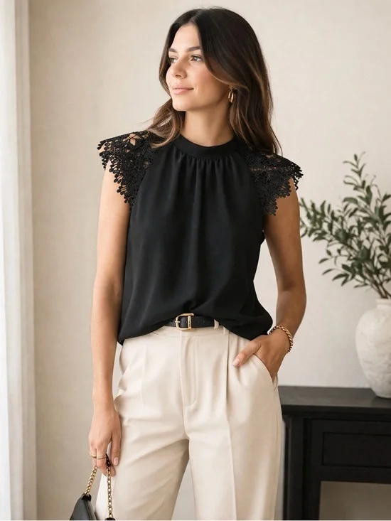 Romantic Black Lace Sheer Top Whimsigoth Goth Cut Out Back Blouse Medium - Picture 9 of 9